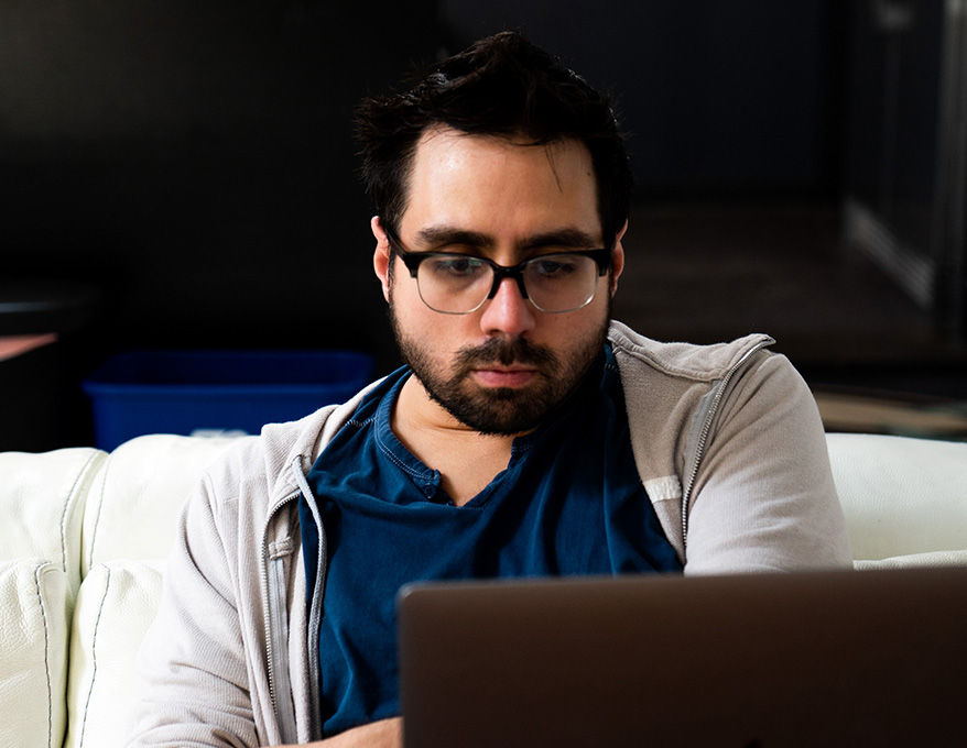 Tony working on a web project