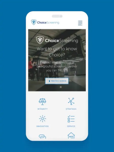 Choice Screening Website Screenshot