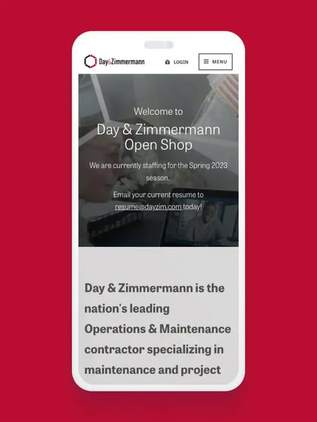 Day & Zimmermann Open Shop Website Screenshot