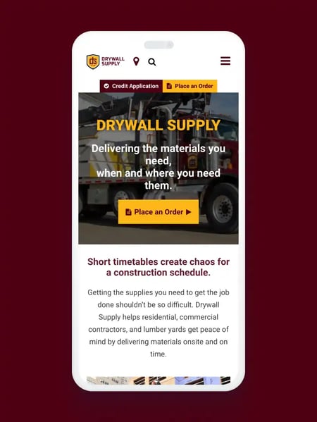 Drywall Supply Website Screenshot