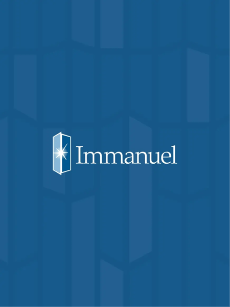 Immanuel's logo centered on a blue background