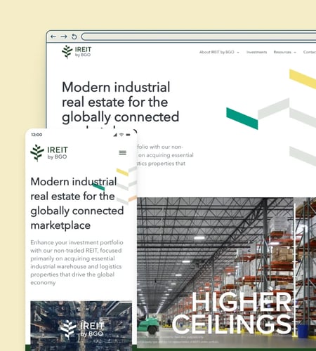 Screenshot of iReit by BGO's website home on desktop and mobile