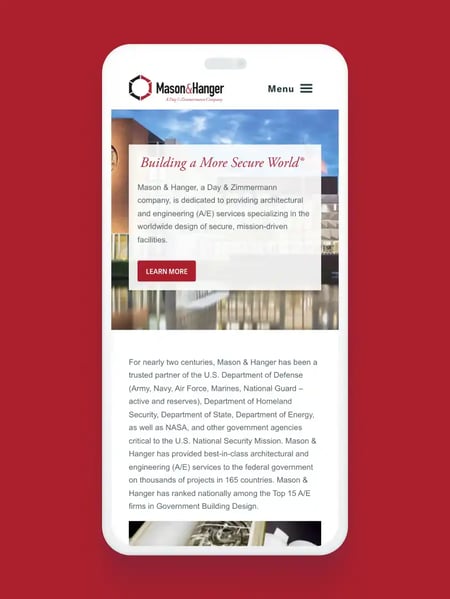 Mason & Hanger Website Screenshot