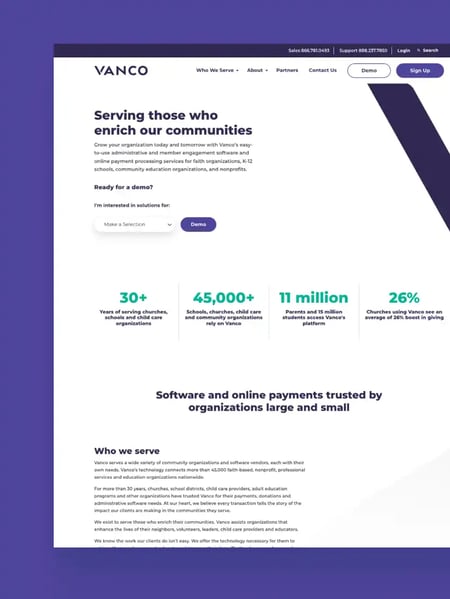 Vanco Website Screenshot