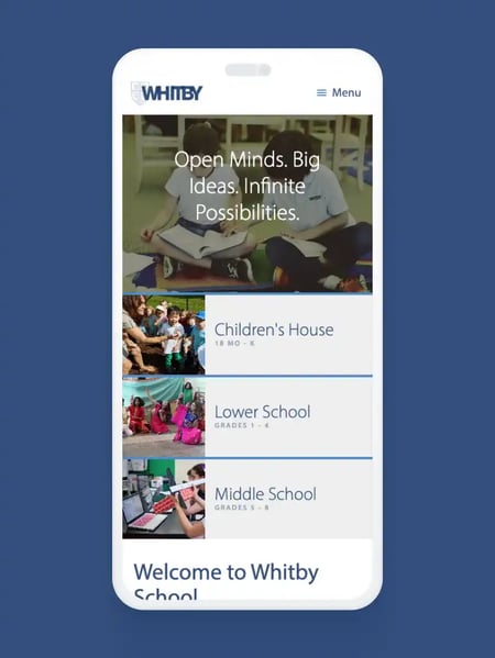 Whitby School Website Screenshot