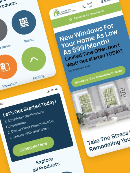 Windows on Washington website screenshots on mobile devices